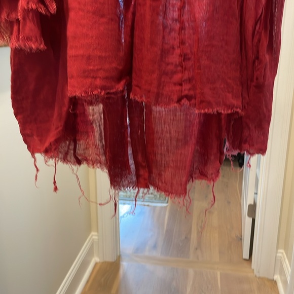 Lorena Lang red linen poet blouse - Picture 10 of 11